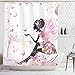 Ambesonne Fashion Shower Curtain, Fairy Girl with Wings in a Floral Fantasy Garden Theme Flying Butterflies Printed, Cloth Fabric Bathroom Decor for Playroom Set with Hooks, 69