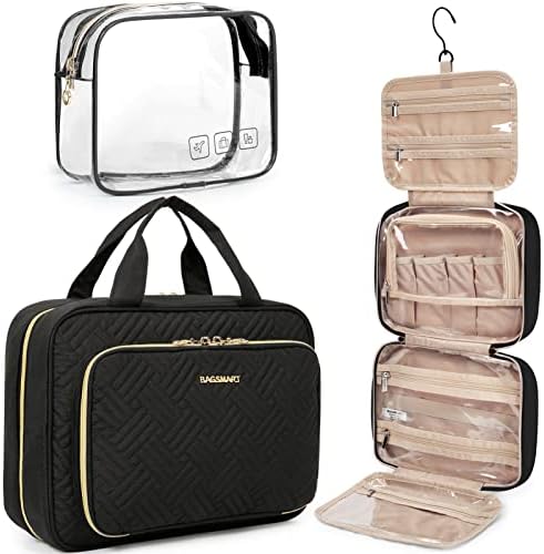 GLINT & GLIDE Travel Makeup Bag with Mirror-Hanging Toiletry Large Capacity, Organizer Toiletries Bag, Portable Cosmetic Case for Women and Girls, Pink : Beauty & Personal Care