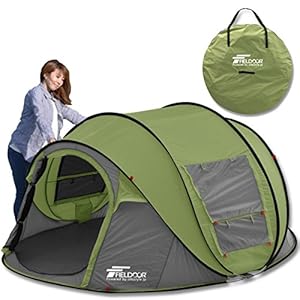 FIELDOOR イージーポップアップドーム285 200×285cm 4人用 収納袋付 簡単設営＆撤収