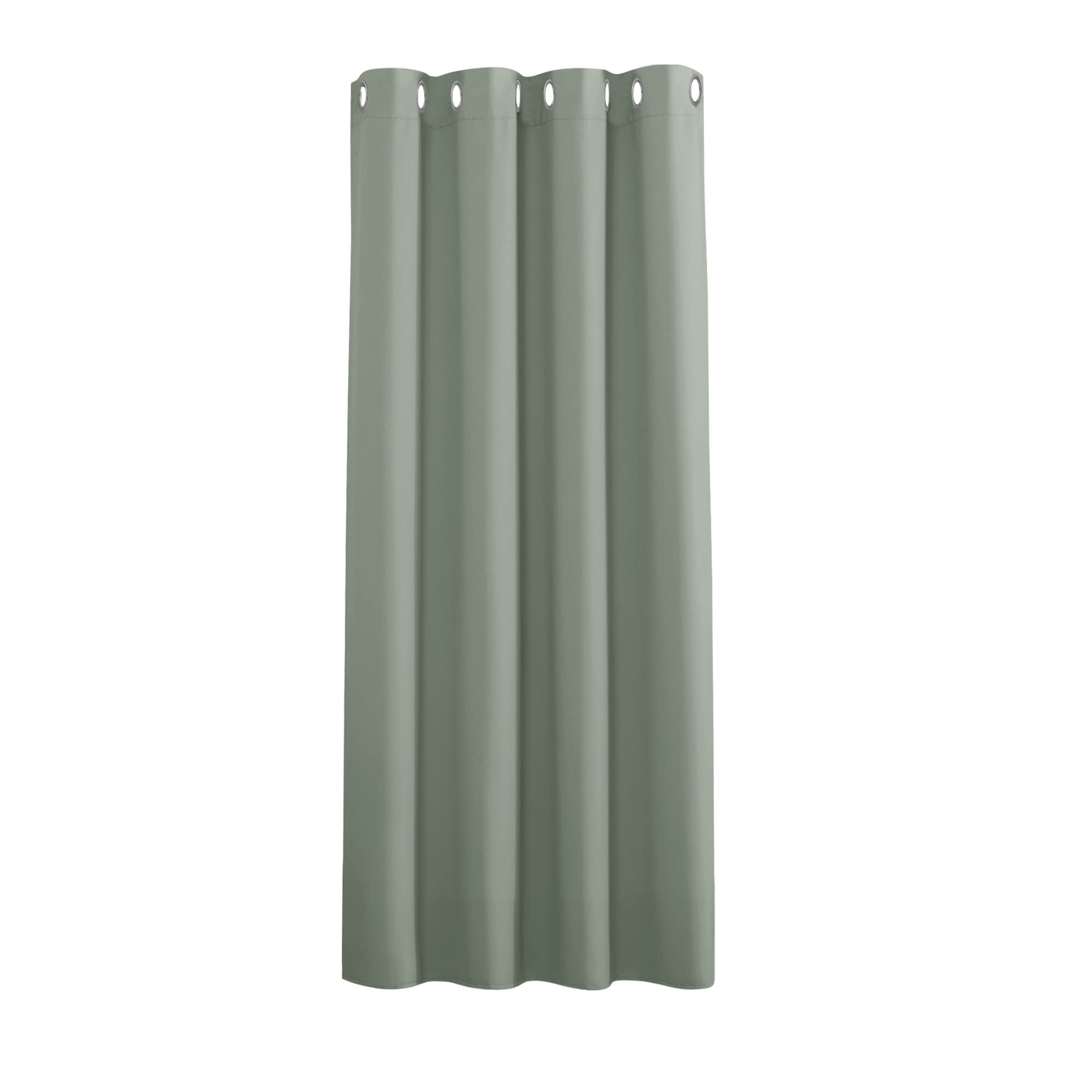 PONY DANCE Sage Green Curtain - Blackout Kids Room Curtains Solid Eyelet Curtain for Living Room, Bedroom, Kitchen, Privacy Protect Soundproof Drape, 52x54 Inch, Sold as 1 Panel