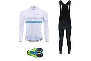 MOXILYN Cycling Jerseys Men Set Bike Clothing for Men Long Sleeve Bike Jacket and Cycling Bibs Pants with 20D Gel Pad