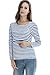 BEARSLAND Women's Striped Long Sleeves Breastfeeding and Nursing Top,Deep Blue/White,Medium