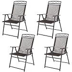 Giantex Set of 4 Patio Folding Sling Chairs Steel Camping Deck Garden Pool