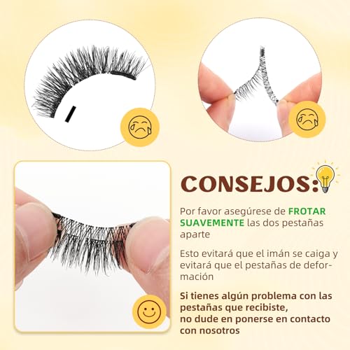 Pestañas magnéticas QUEWEL con aplicador, aspecto natural, no necesitan pegamento, reutilizables, suaves con aplicador, fáciles de usar y quitar(NZH-A-03)