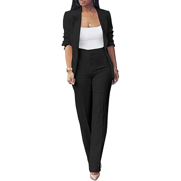 Amazon.com: Black Pants Suit for Womens Dressy 2 Piece Outfits