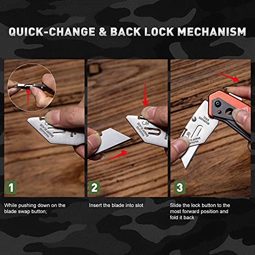 edcfans Folding Utility Knife Box Cutter with 5 Razor Blades