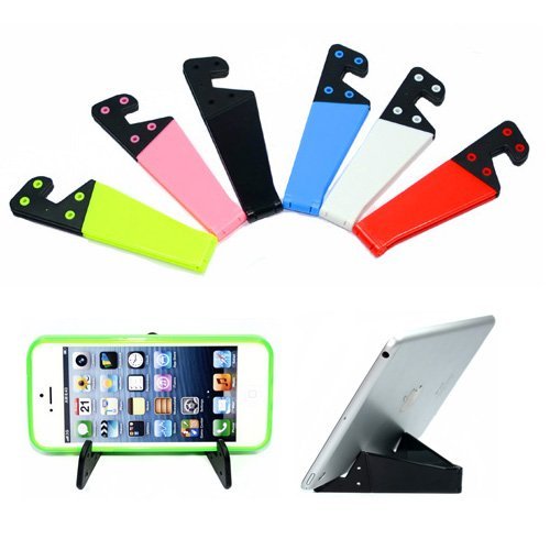 Geekercity 6Pcs Universal Colorful Portable Foldable V model Mobile Phone Desktop Stand Mount Holder Stander Cradle For Apple iPhone 6/6 Plus/5/5S/5C/4/4S, iPad Air 2/iPad 2 3 4 5/iPad Mini, Tablet PC, Samsung Galaxy S5/S4/S3/S2/Note4/Note3/Note2, HTC, Blackberry, Sony Xperia Z3, Motorola Oneplus one and Other Smartphones, Black, White, Red, Blue, Pink, Green