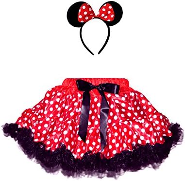 Halloween Mouse Polka Dot Tutu Costume with Ruffle Trim & Headband 2 PCs Set