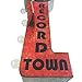 Record Town Vinyl Turntable Store - Reproduction Vintage Advertising Sign - Battery Powered LED Lights - Double Sided Metal Marquee Display - 30 x 10 x 5 inches