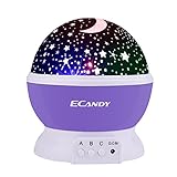 eCandy Constellation Night Light Projector Lamp, 360 Degree Rotating, 3 Mode Romantic Cosmos Star Sky Moon Bedroom Light for Children/Baby Bedroom/Christmas Gifts, Purple