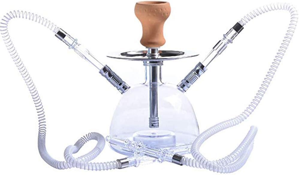 FFLOWER Hookah Set, Acrylic Hookah Set LED Light with Shisha Bowl Water Pipe Smoking Accessories for Club Bar Party,Double