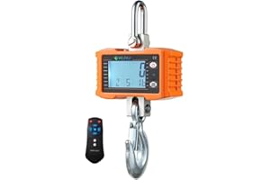 Klau 1000 kg 2000 lb Hanging Scale Digital Industrial Heavy Duty Crane Scale LCD Display with Remote Orange for Home Farm