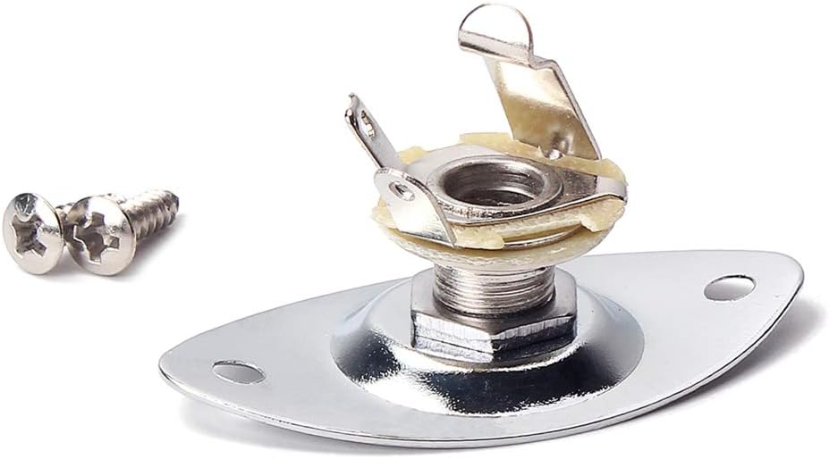 SUPVOX Chrome Socket 1/4 Inch Silver Oval Guitar Jack Input with Mounting Screws for Electric Guitar and Bass Accessories - Image 4