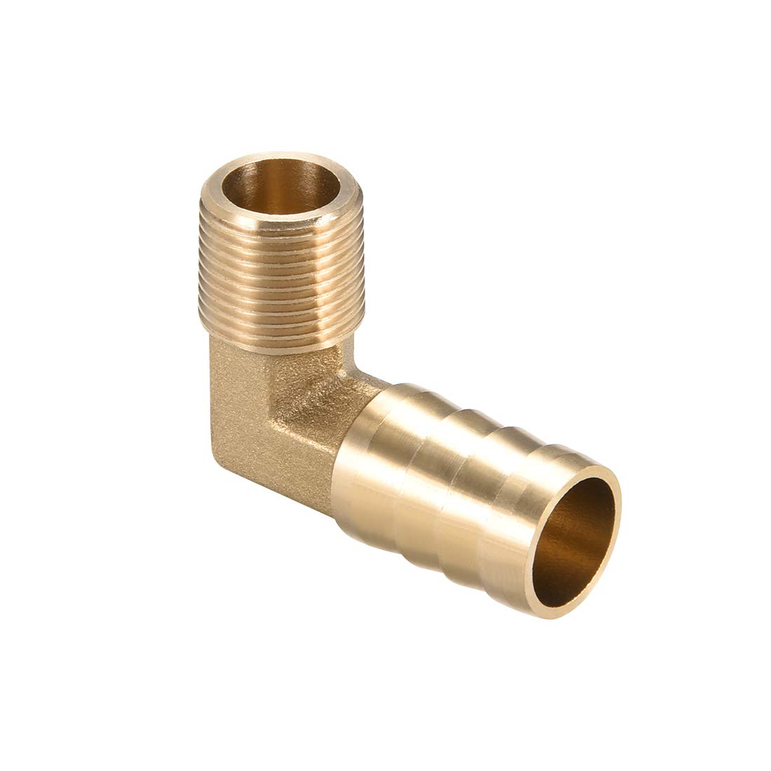 sourcing map Brass Barb Hose Fitting, 90 Degree Elbow 16mm Barbed to 3/8PT Male Pipe Adapter Connector