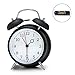 4” Twin Bell Alarm Clock, Loud Retro Alarm Clock, Battery Operated with Nightlight for Bedroom