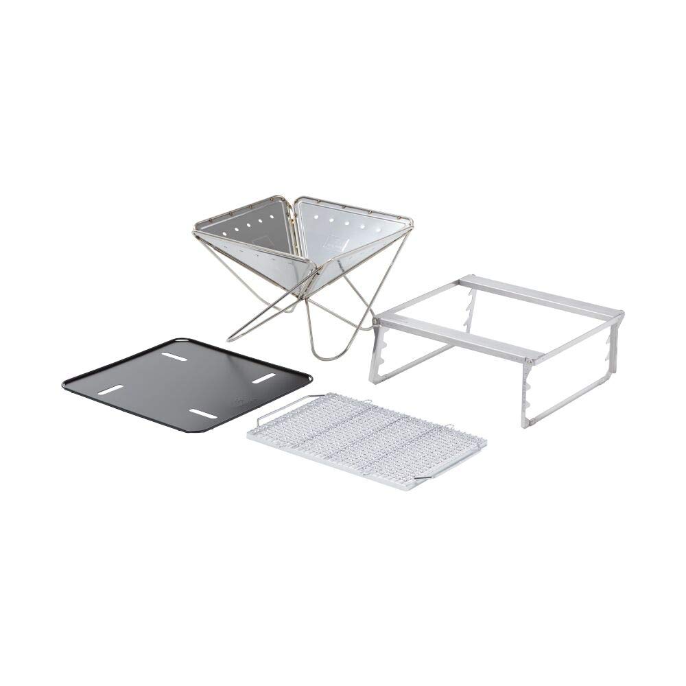 Snow Peak Takibi Fire & Grill - Stainless Steel Portable & Collapsible Fireplace - 30 lbs, 5 Piece Set