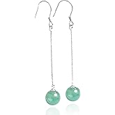 Jade Earrings for Women Girls，Green Jade Drop Earrings，925 Sterling Silver Earrings，Hypoallergenic Dangle Earrings，Good Luck Handmade Earrings Gift for Her