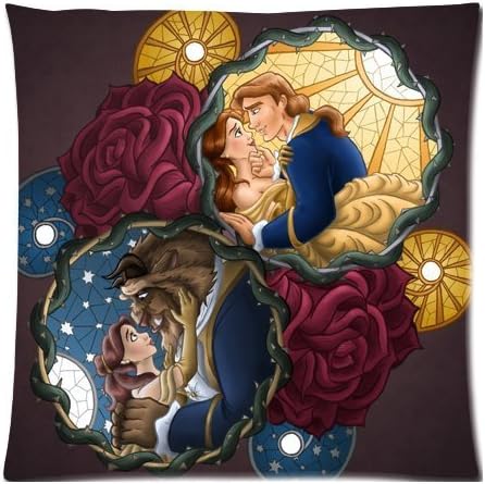 Beauty and the Beast Custom Zippered Pillow Case Cover Cushion Case for sofa 18x18 Inch (Two sides) by Surprise Coming