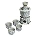 Exquisite Ceramic Blue Flowers Japanese Sake Set w/ 4 Shot Glass/Cups, Serving Carafe & Warmer Bowl