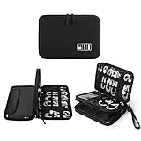 Electronics Organizer, Jelly Comb Electronic Accessories Cable Organizer Bag Waterproof Travel Cable Storage Bag for Charging Cable, Cellphone, Mini Tablet (Up to 7.9'') and More (All Black)