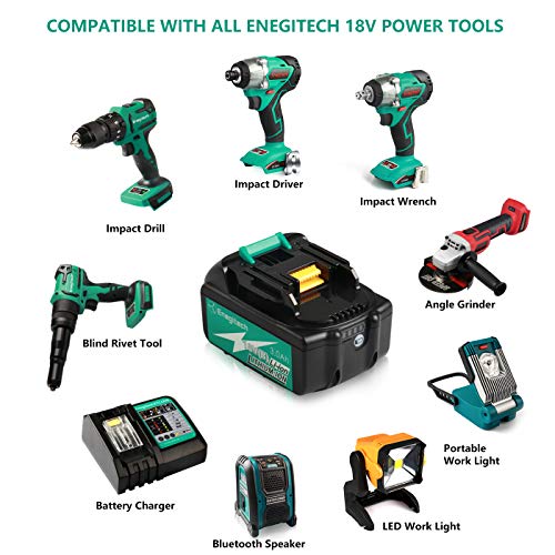 Enegitech 18V Lithium-ion Battery 3.0Ah Real Capacity 2 Pack with LED Indicator Cordless Power Tool Batteries ETB1830B, Repalce for Makita BL1830B - Thumbnail 5