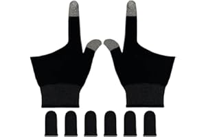 Rakizbe Gaming Gloves for Sweaty Hands, Ultra-Thin Breathable Touchscreen Game Gloves with Thumb Finger Sleeves for iPad Tablet/Mobile Phone