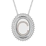 Caperci Mothers Day Gifts Jewelry Oval Cubic Zirconia Alphabet Pendant Necklace with 26 Initial Letters from A-Z, 18