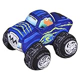8” Dino Plush Car- 1 Piece of Blue Stuffed Big Wheel Toy Car- Safari-Designed Monster Truck- Educational Gift Idea for Babies, Toddlers, Preschoolers and Kids