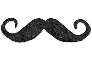 Beistle Handlebar Mustache, Self-Adhesive Fake Hairy 'Stache, Halloween Stick on Facial Hair for Pirates, Cowboys, & Mario Co