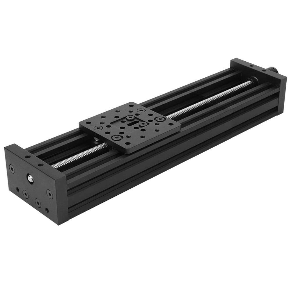 Linear Guide Slide Table, Aluminum Alloy Screw Sliding Table High Rigidity Rail for 3D Printer Engraving Machine etc Combined Machine(400mm -Black)