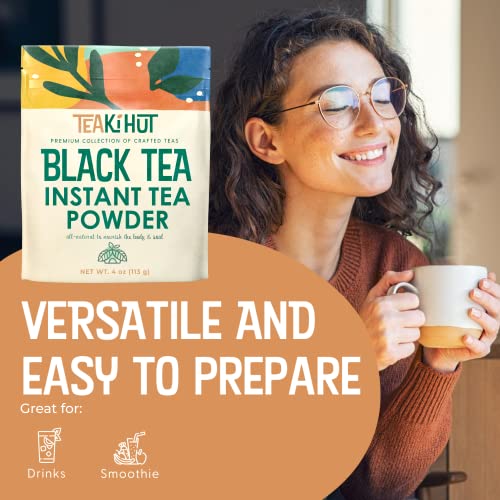TEAki Hut Instant Black Tea Powder, 4 oz, Black Tea Powder, Powdered Black Tea for Hot and Cold