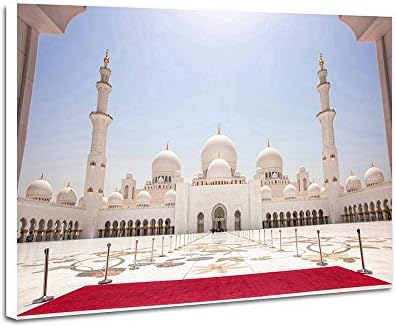 Sheikh Zayed Grand Mosque In Abu Dhabi Art Print Home Wall Hang Decor Poster Frameless Decorative Painting(12x16x1 inches)