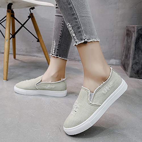 Londony ♪✿ Women's Fashion Distressed Denim Casual Comfortable Shoes Slip on Sneakers