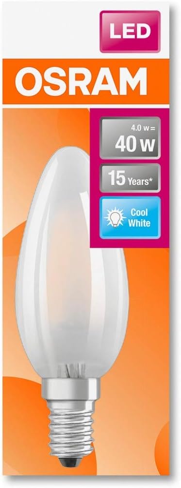OSRAM LED Star Classic B 40 FS Cold White Filament Matt E14 Candle - Image 4