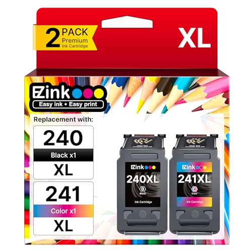 240XL 241XL Ink Cartridge Replacement for Canon 240XL 241XL Combo Pack, PG-240XL CL-241XL Works with PIXMA TS5120 MG2120 MG3620 MG3520 MG3522 MX452 MX472 MX512 MX532 Printer, 2 Pack