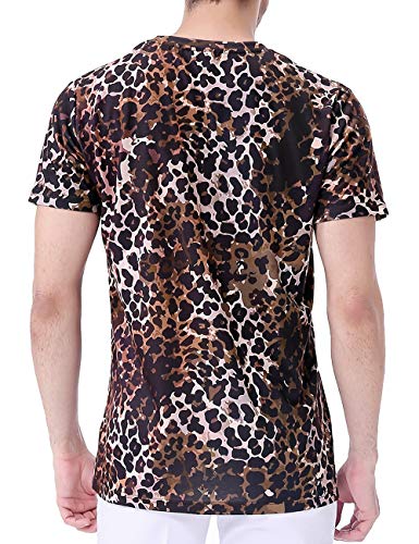 COSAVOROCK-Magliette-Stampa-Leopardo-Manica-Corta-da-Uomo