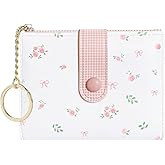 Sunwel Fashion Rose Prints Wallet Small Bifold Wallet with Zipper Coin Pouch Card Slots ID Window for Women Girls
