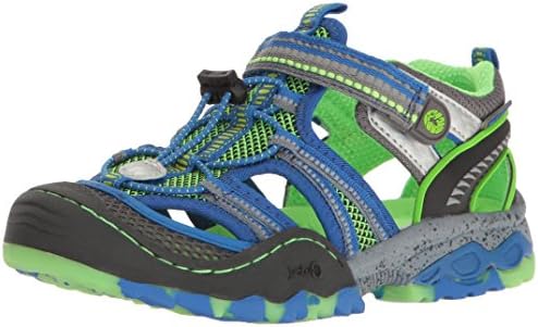 JambuKD Boys' Piranha Sandal, Green/Blue, 4 M US Big Kid