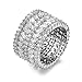 DIFINES Redbarry Vintage CZ Diamond Wide Band Eternity Statement Rings 18k White Gold Plated, Size 7