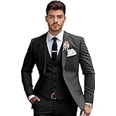 Lipoon Mens Suits 3 Piece Slim Fit Suit Set Solid Tuxedo Set for Wedding Groomsmen Business Prom Party