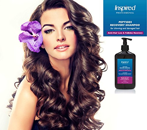 Inspired ProfessionalÂ® Peptides Anti-Hair Loss & Follicles Recovery Shampoo Keratin & Certified Moroccan Organic Argan Oil for Thinning Damaged Hair Regrowth Repair & Volume Premium Best Treatment 400 ml / 13.5 fl.oz