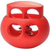 CooBigo 10 Pack Bungee Spring Cord Lock Fastener, Plastic Toggle Slider Stopper for Paracord DrawString Clip, Elastic Shoe Lace, Glove, Flashlight Rope Lock Clasp Double Hole Adjuster