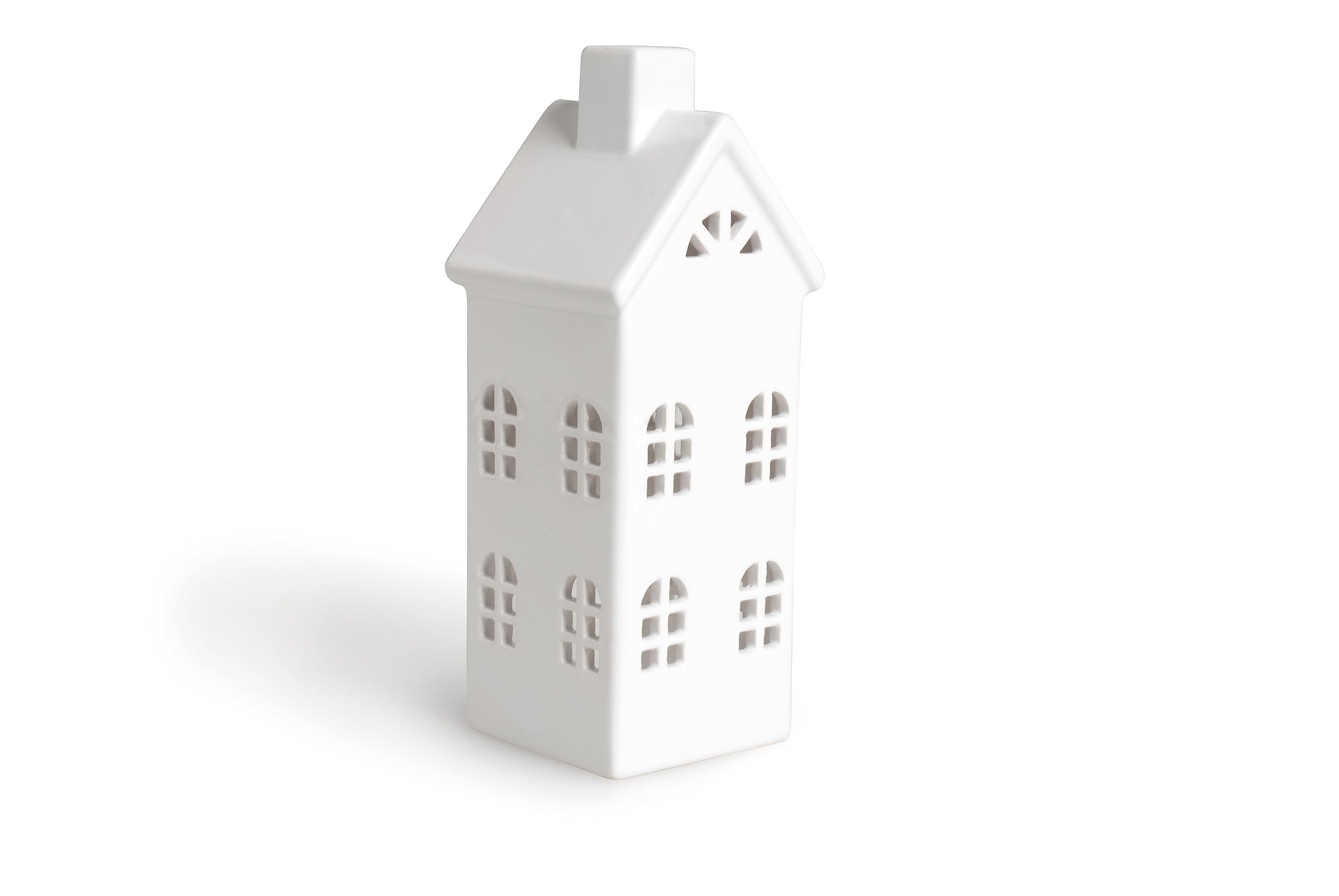 Excelsa Lantern House, Ceramic, White, 8 x 8 x 23 cm