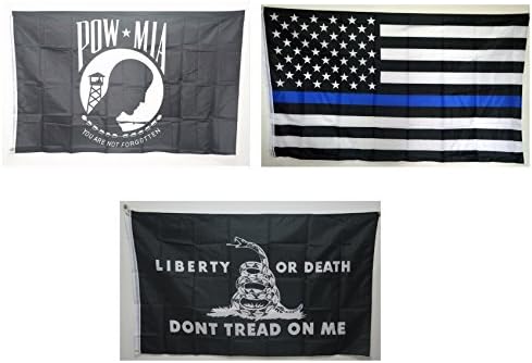 3x5 FT 90150cm 68D Polyester Dont Tread On Me Black/Yellow Flag + Pow Mia Flag (Black DTOM+powmia) (Black+Powmia+USA)