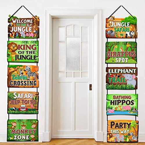 Safari Jungle Animals Party Signs Jungle Theme Party Supplies Wild Animals Zoo Animals Birthday Party Baby Shower Yard Decorations Photo Props Cutouts Set of 10
