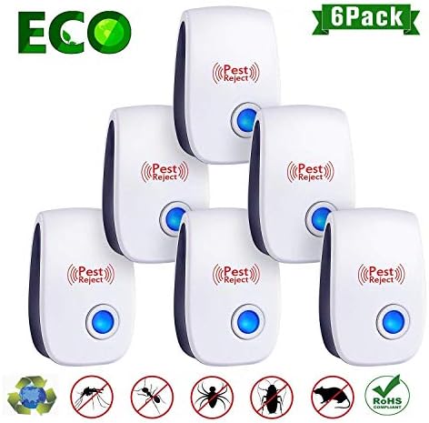 WEII Mosquito Ultrasonic Pest Repeller 2019 - Ultrasonic Pest Repellent Pest Control Professional Plug in Electronic Repel (6 Pack) - Repels Ants, Fleas, Rats, Rodents, Roaches, Fruit Flies.etc