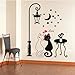 Anself Black Cat under Street Lamp Design Picture Art Peel & Stick Wall Sticker DIY Vinyl Wall Decal