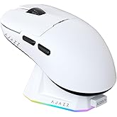 ATTACK SHARK X Ajazz AJ159 Superlight Gaming Mouse with RGB Charging Dock,PAW3395 26K DPI Sensor,56G Rechargeable Wireless Gaming Mouse,6 Programmable Buttons,Ergonomic Computer Mice USB3.0 for PC/MAC