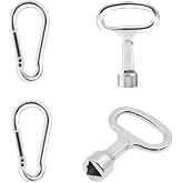 Shallho Pack of 2 Triangle Keys, Universal Metal Triangular Key Wheelie Bin Triangle Socket Spanner Tap Key with Carabiner Hook for Electric Box Gas Water Electricity Meter Box Cabinet