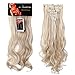 Benehair Clip in Hair Extensions 8PCS 24inch Long Wavy Synthetic Hairpieces Ombre Two Tones Highlighted Sandy Blonde & Bleach Blonde Hair Extensions Double Weft Hairpieces for Women